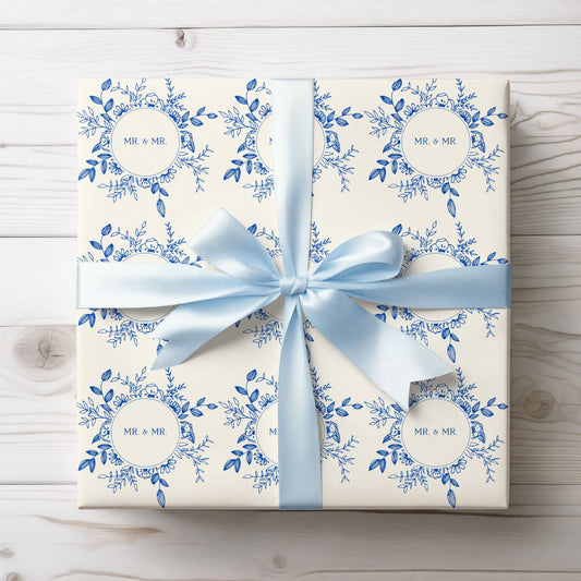 Mr. & Mr. Blue Gift Wrapping Paper