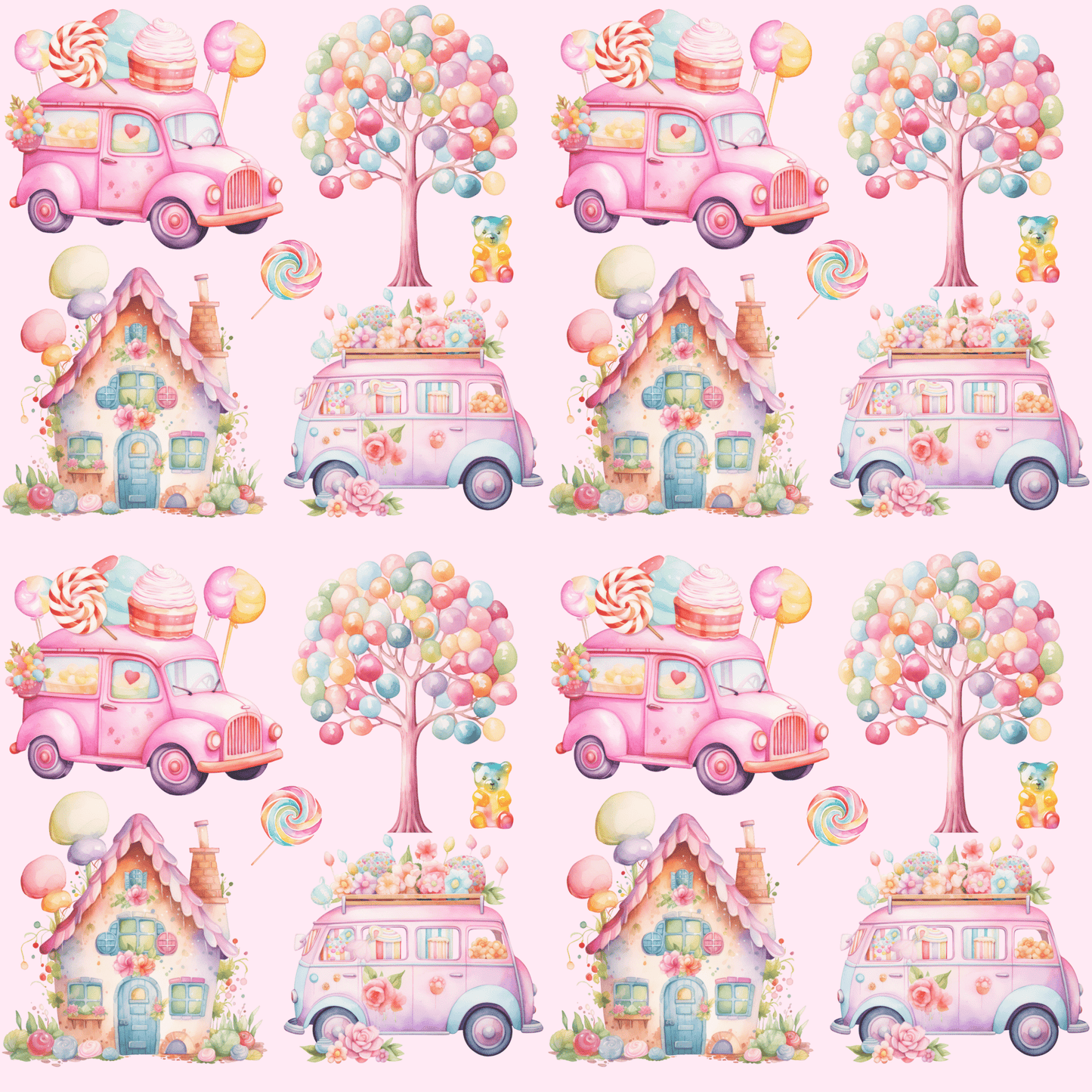 Cute Candyland themed pink gift wrap roll