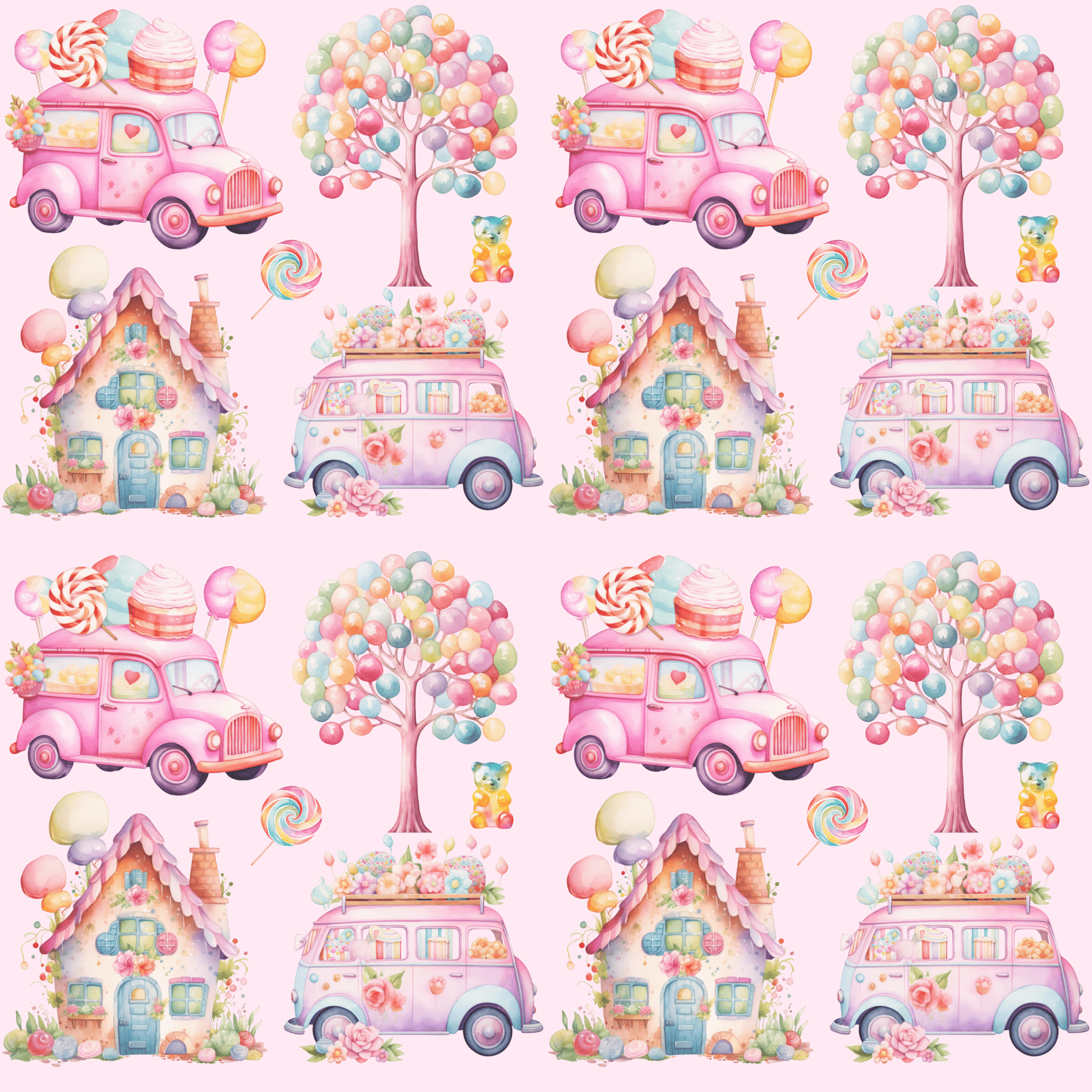 Cute Candyland themed pink gift wrap roll