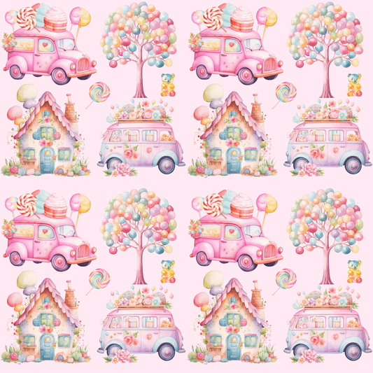 Cute Candyland themed pink gift wrap roll