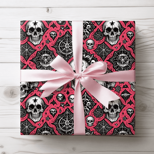 Pink Gothic Skull Wrapping Paper