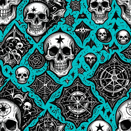 Blue Gothic Skull Wrapping Paper