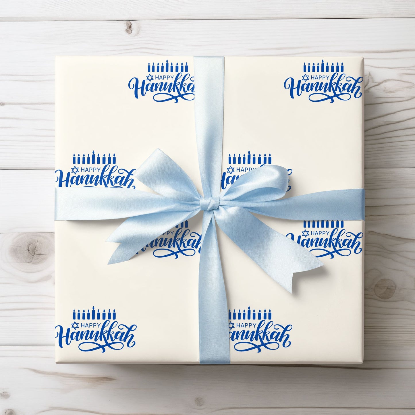Hanukkah Blue and White Candle Wrapping Papers