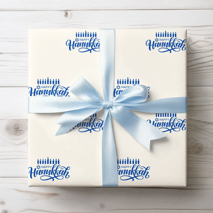 Hanukkah Blue and White Candle Wrapping Papers