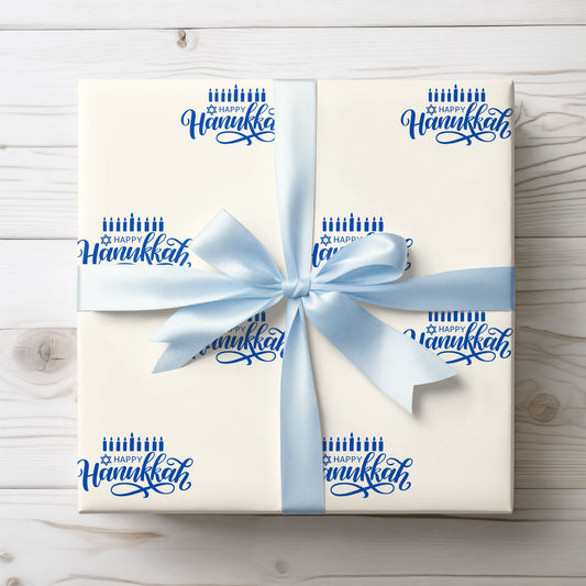 Hanukkah Blue and White Candle Wrapping Papers