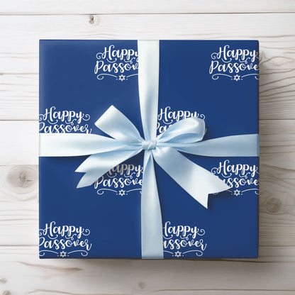 Elegant Blue Happy Passover Wrapping Paper