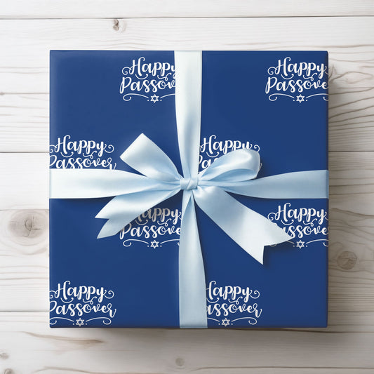 Elegant Blue Happy Passover Wrapping Paper