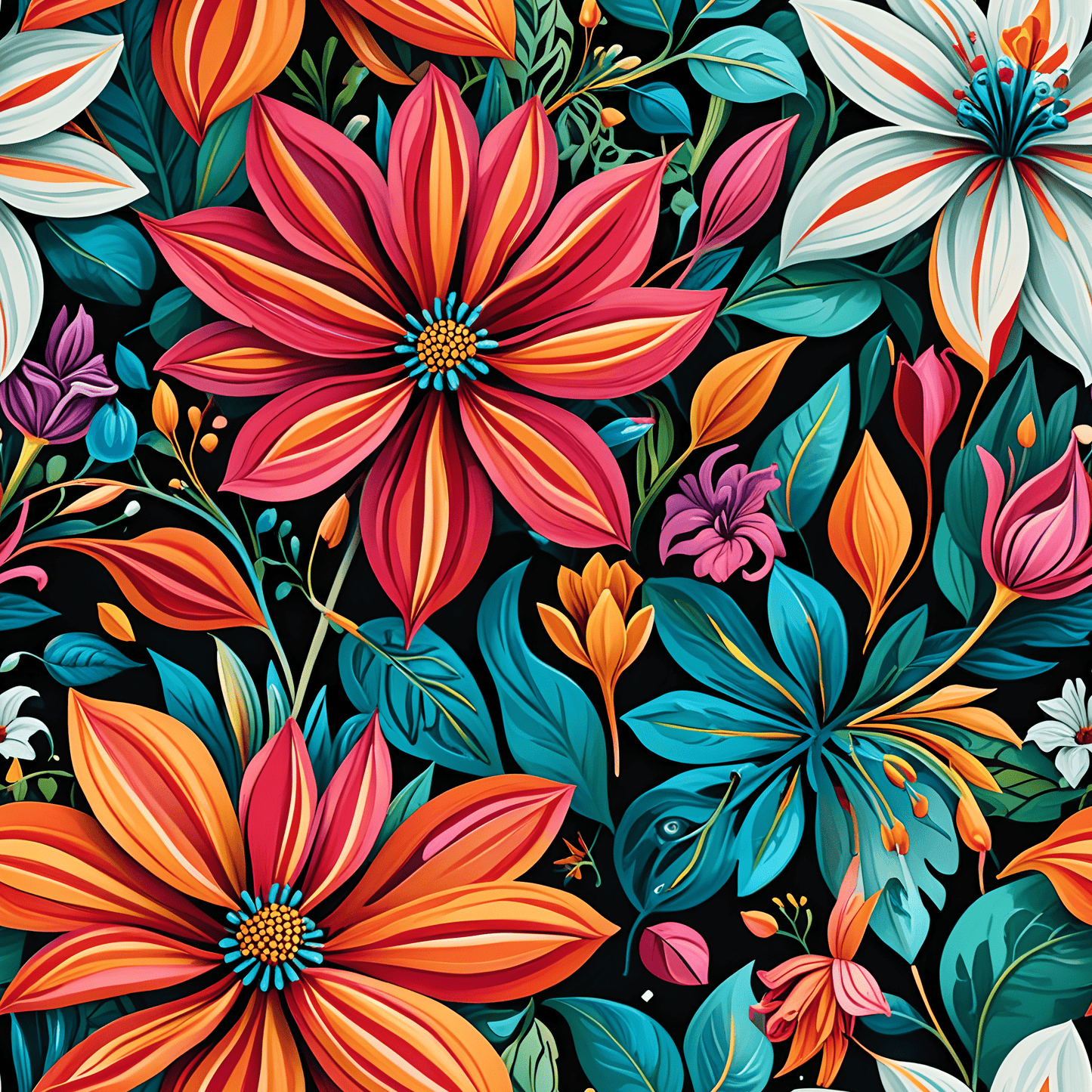 Botanical Bright Floral Design Gift Wrap for Birthdays