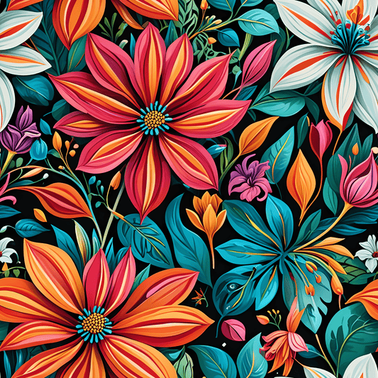 Botanical Bright Floral Design Gift Wrap for Birthdays
