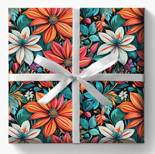 Botanical Bright Floral Design Gift Wrap for Birthdays