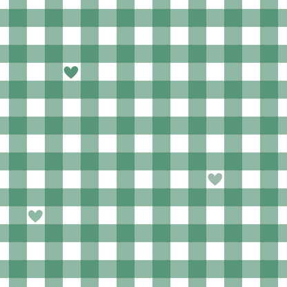 Gingham Green with Small Hearts Wrapping Papers