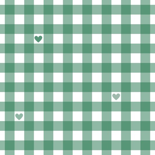 Gingham Green with Small Hearts Wrapping Papers