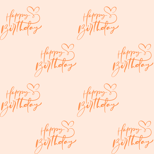 Chic Orange Happy Birthday Wrapping Paper