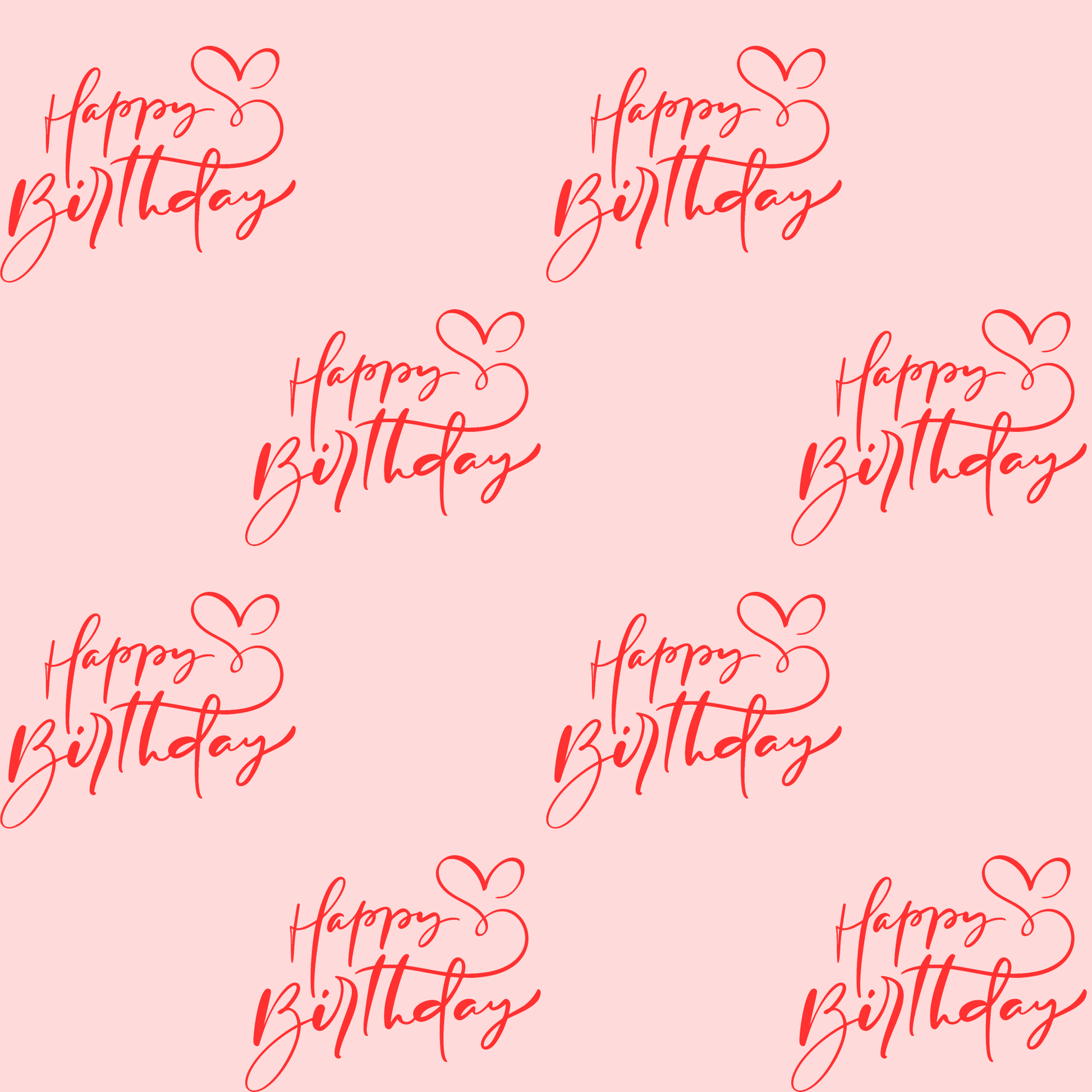 Cute Red and Pink Happy Birthday Wrapping Paper