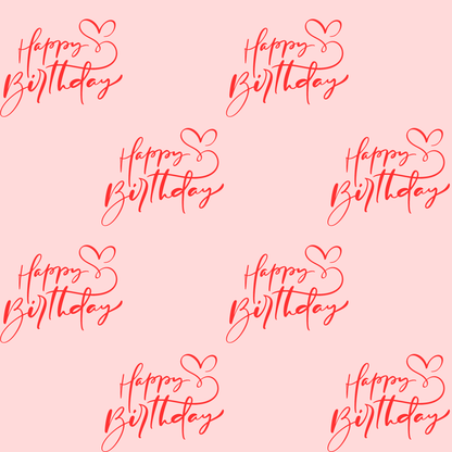 Cute Red and Pink Happy Birthday Wrapping Paper