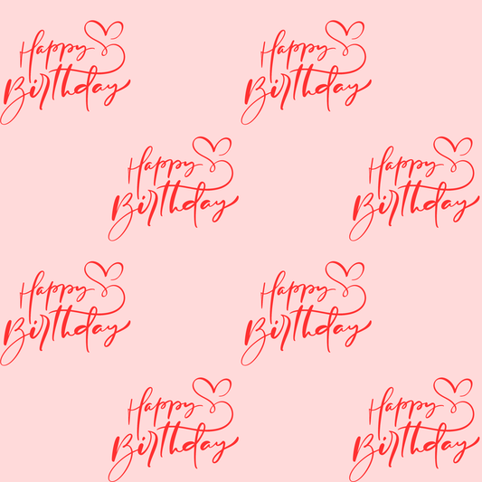 Cute Red and Pink Happy Birthday Wrapping Paper