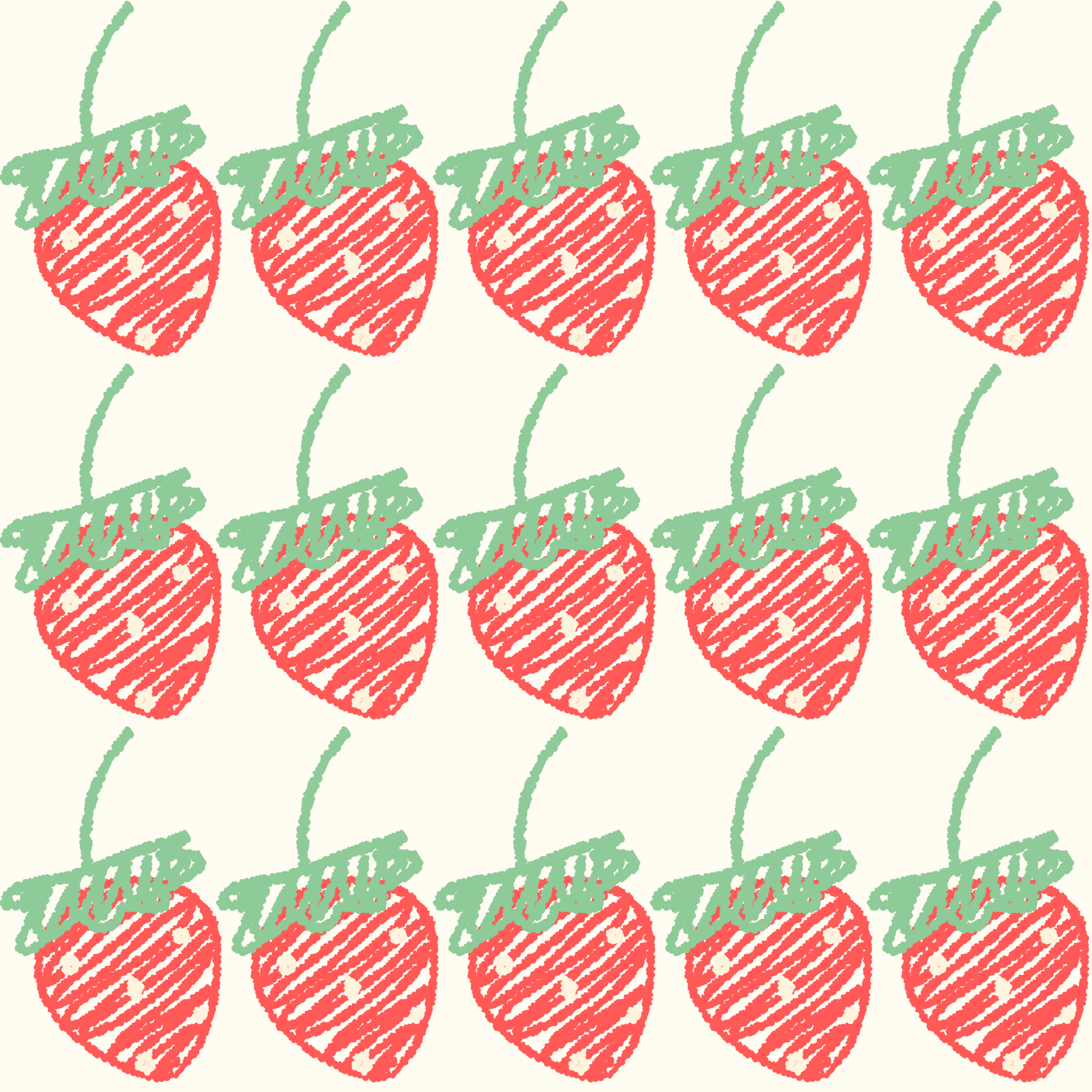 Strawberry Sketch on Cream Background