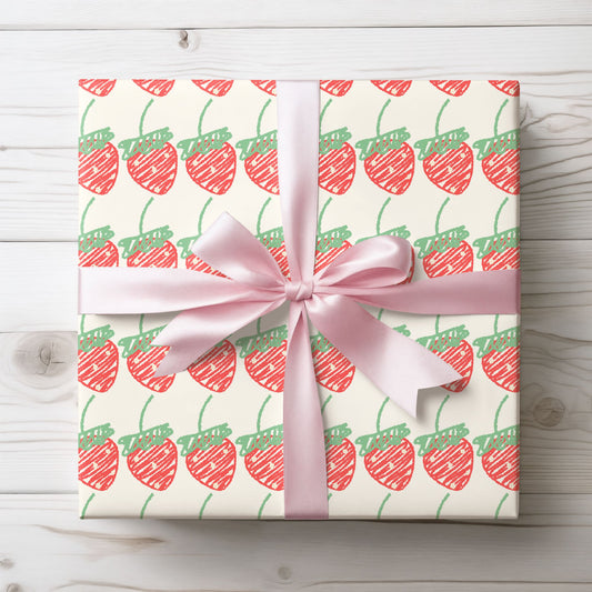 Strawberry Sketch on Cream Background