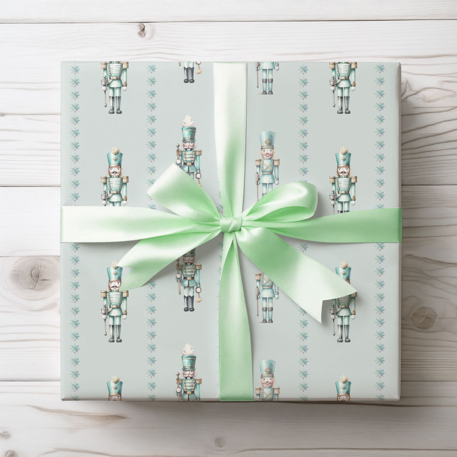 Frosted Regiment – Mint Nutcracker Wrapping Paper