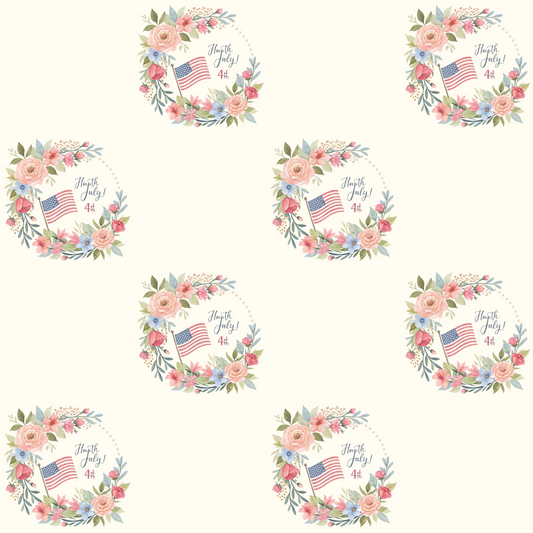 Floral American Flag Wrapping Paper for 4th of July