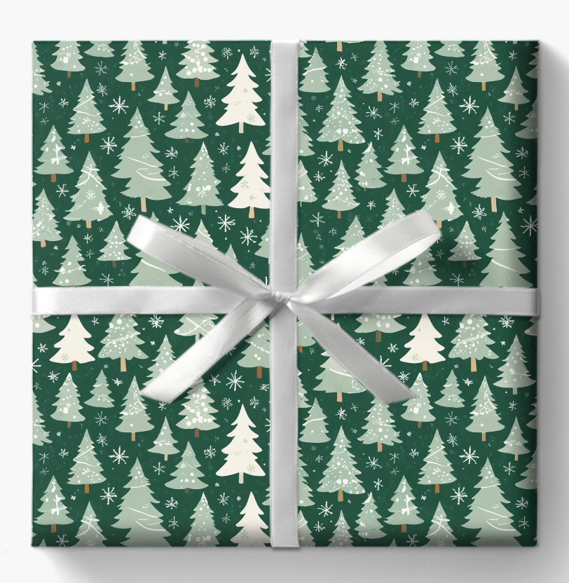 Evergleam Dreams – Snow-Dusted Pine Forest Wrapping Paper