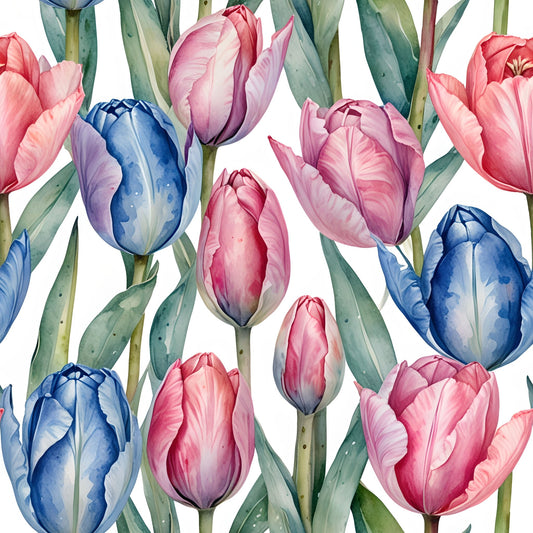 Tulips Pink Blue Gift Wrap