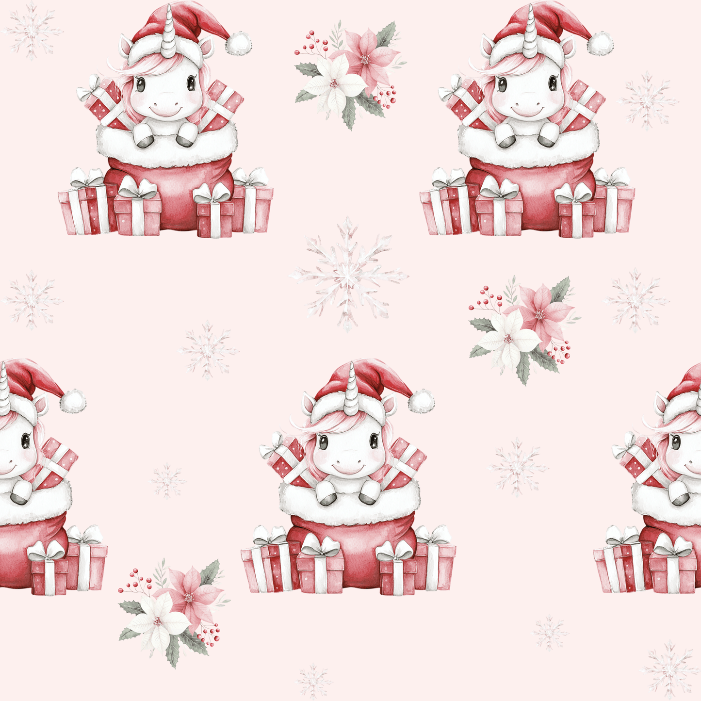 Santa’s Little Sparklecorn – Pink Unicorn Christmas Wrapping Paper