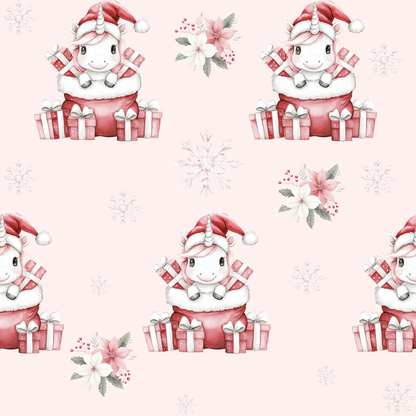 Santa’s Little Sparklecorn – Pink Unicorn Christmas Wrapping Paper