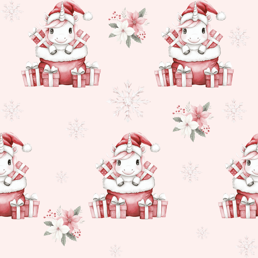 Santa’s Little Sparklecorn – Pink Unicorn Christmas Wrapping Paper