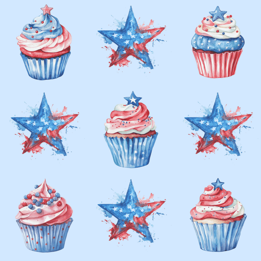 Patriotic Cupcake Wrapping Paper