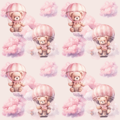 Bears in Pink Hot Air Balloons