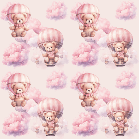 Bears in Pink Hot Air Balloons