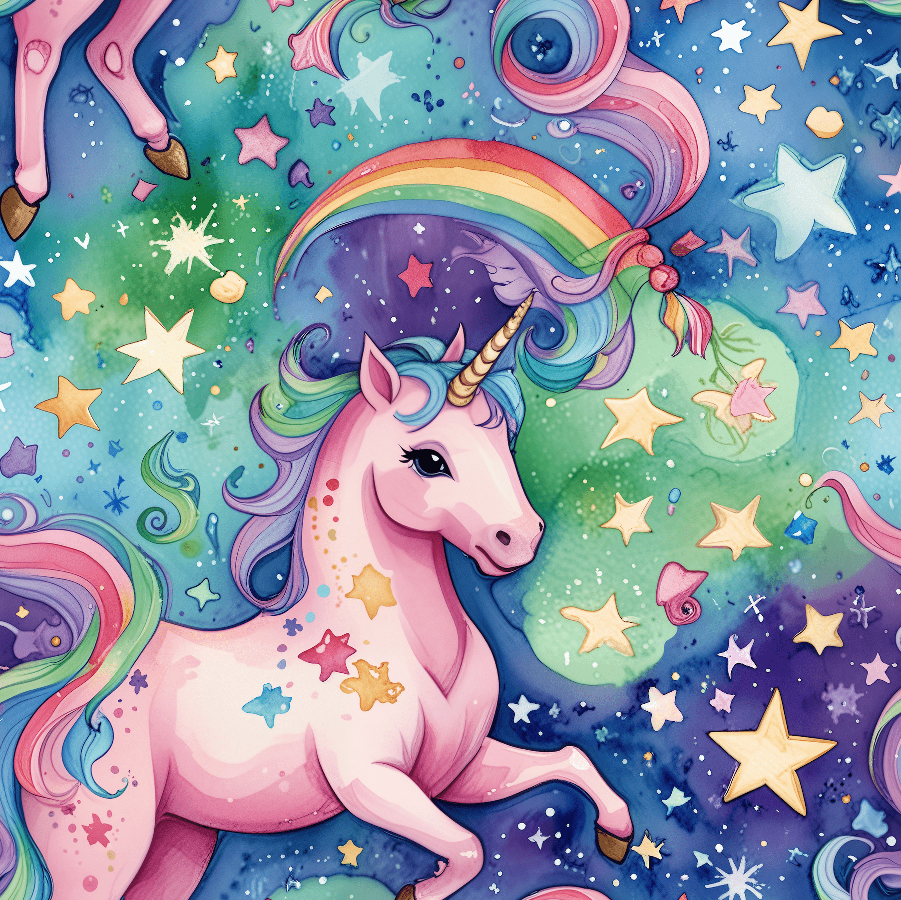 Magical Rainbow Stars & Sparkle Unicorn Wrapping Papers