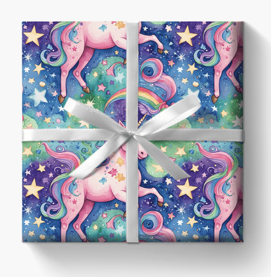 Magical Rainbow Stars & Sparkle Unicorn Wrapping Papers