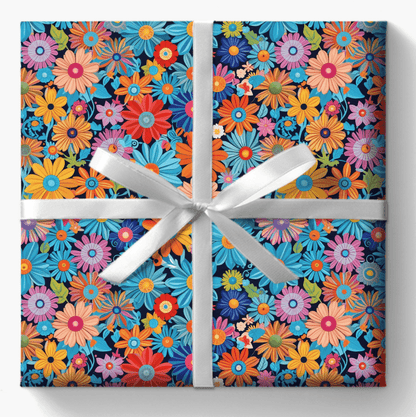 Botanical Colorful Flowers Gift Wrap Roll for Birthday