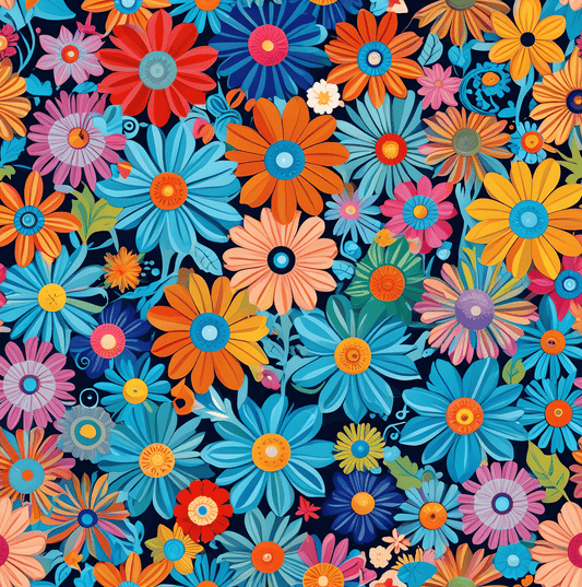 Botanical Colorful Flowers Gift Wrap Roll for Birthday