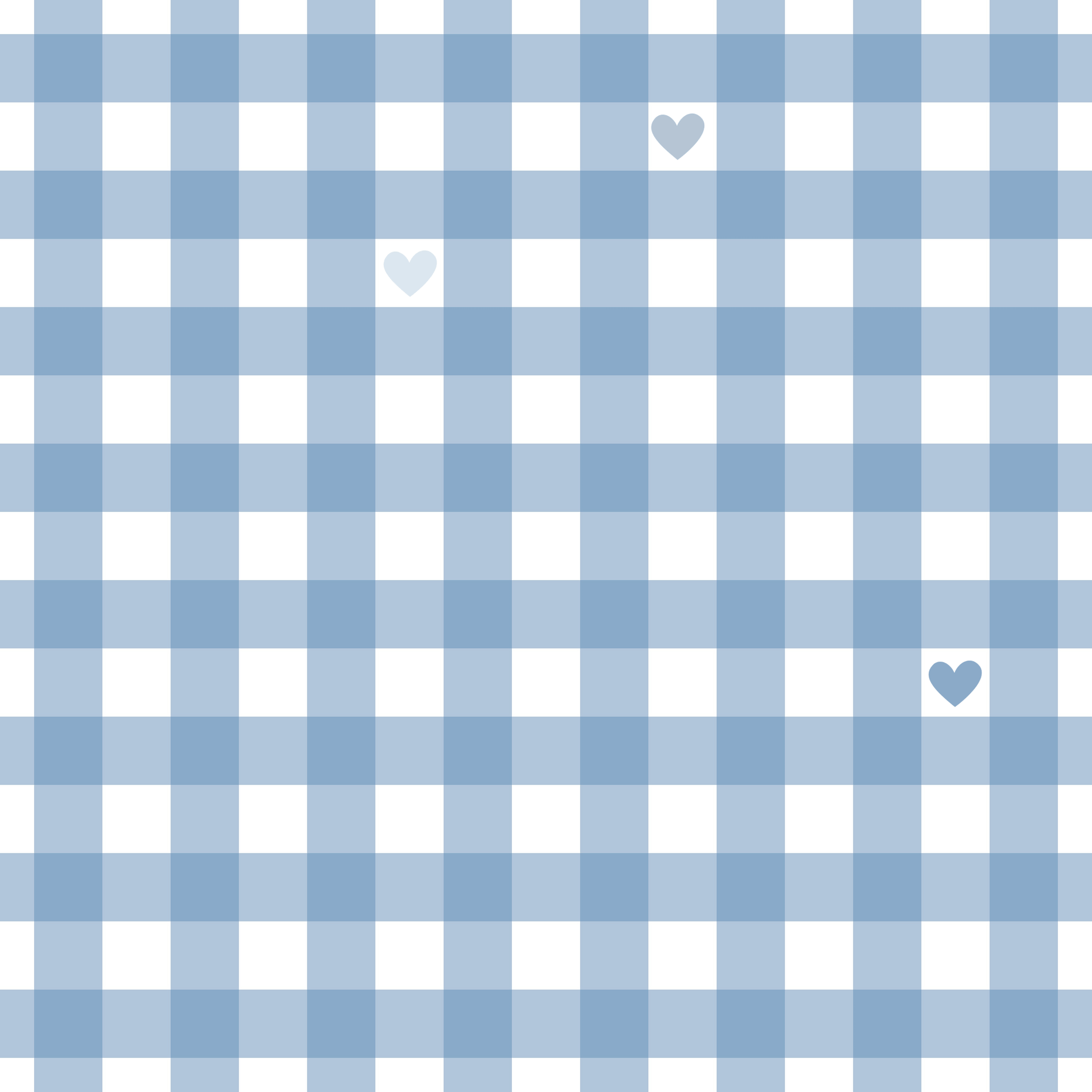 Gingham Blue with Small Hearts Wrapping Papers