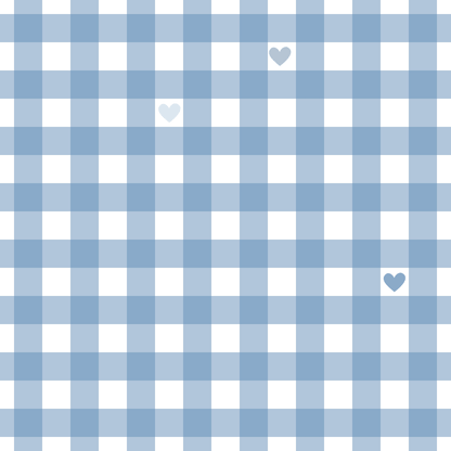 Gingham Blue with Small Hearts Wrapping Papers