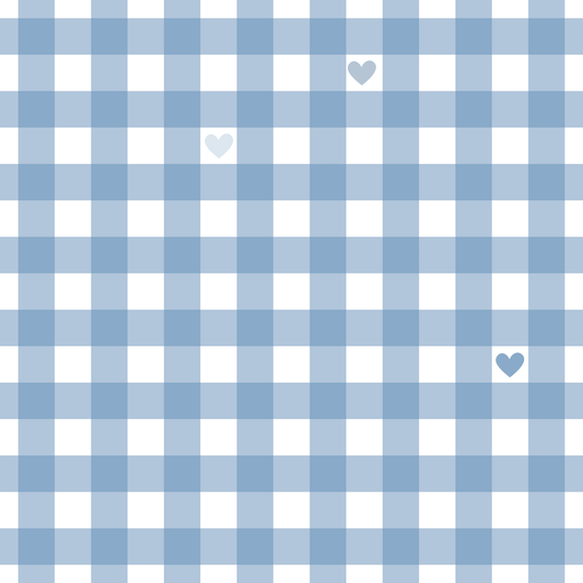 Gingham Blue with Small Hearts Wrapping Papers