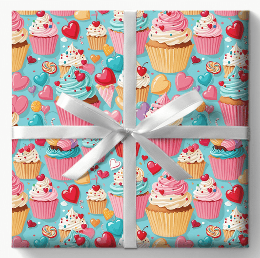 Valentines Cupcake Gift Paper