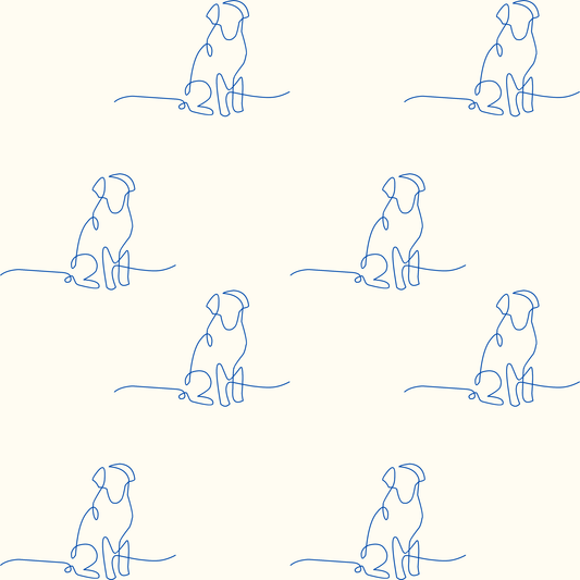Blue Line Drawn Dog Design