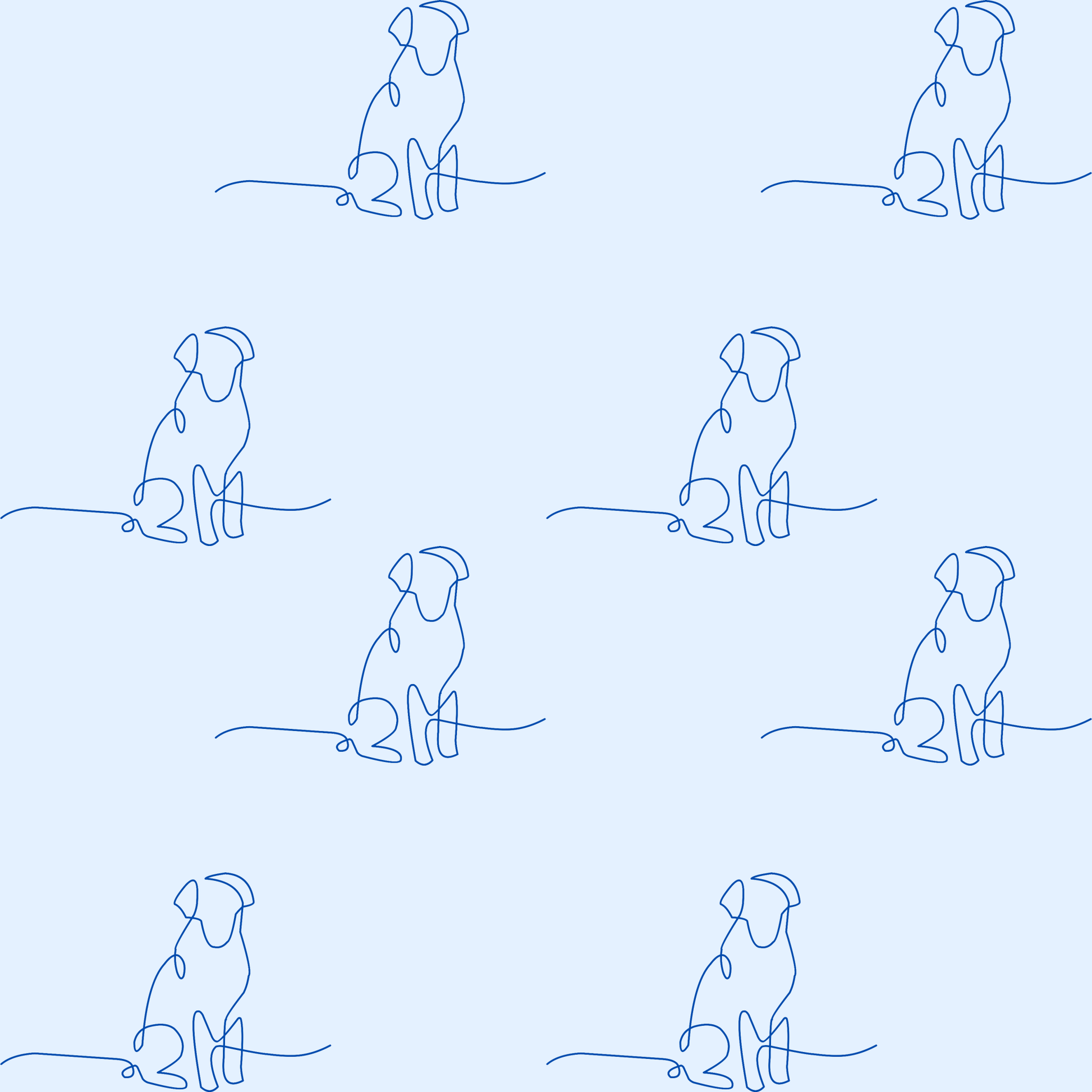 Blue Line Drawing Dog Gift Paper