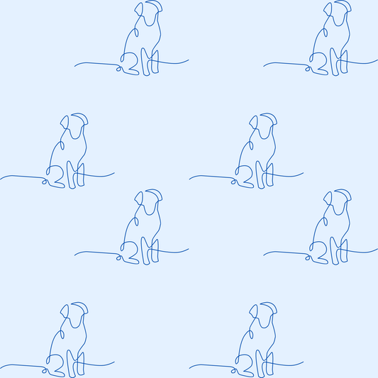 Blue Line Drawing Dog Gift Paper
