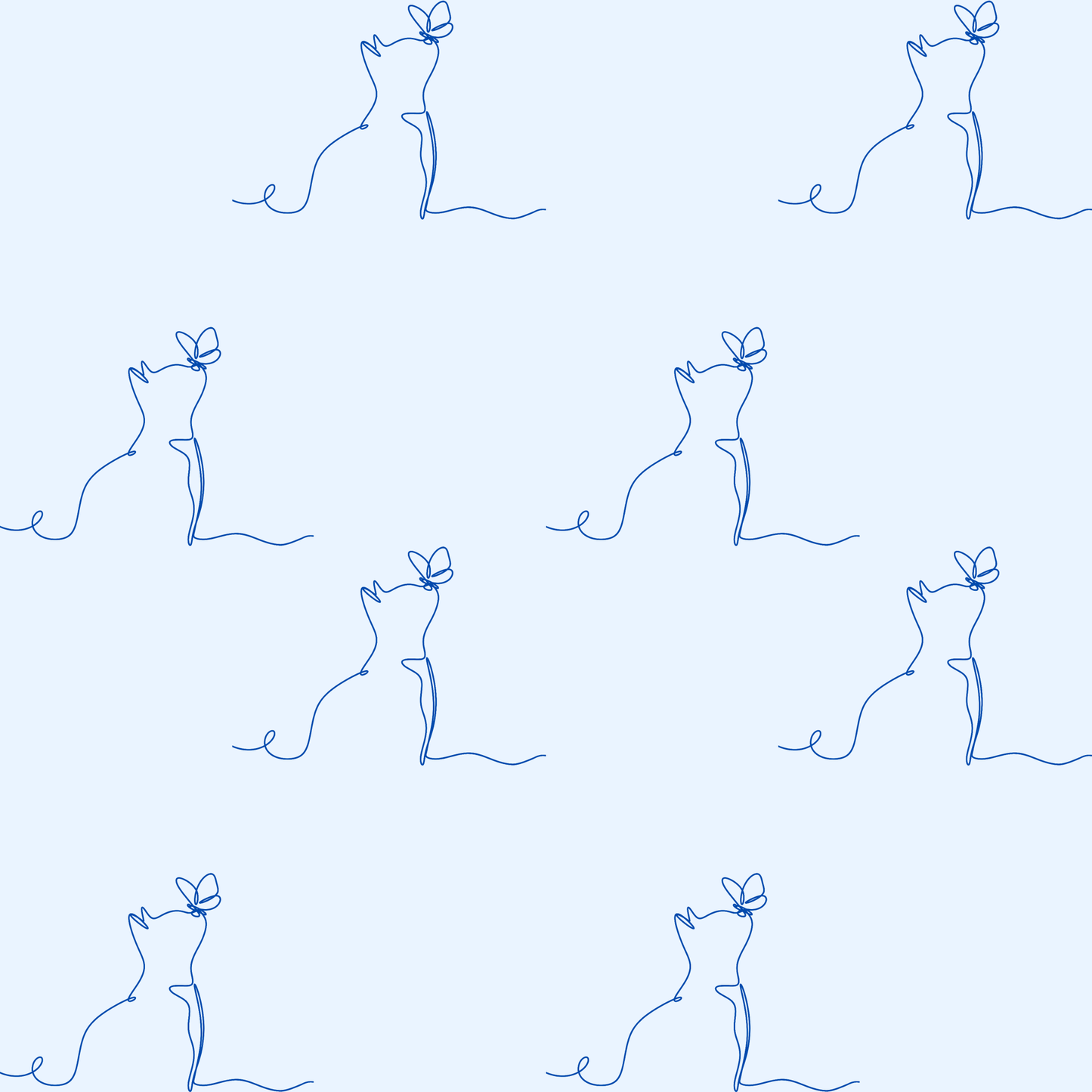 Line Drawn Blue Cat Gift Paper