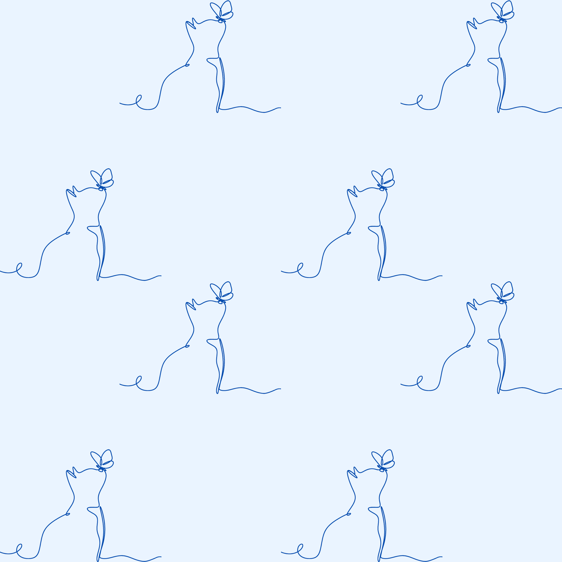 Line Drawn Blue Cat Gift Paper