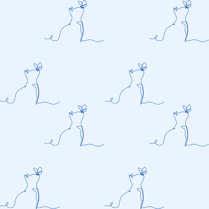 Line Drawn Blue Cat Gift Paper