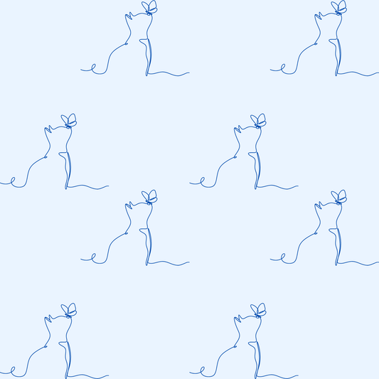 Line Drawn Blue Cat Gift Paper