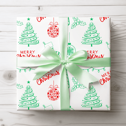 Doodle All the Way – Christmas Line Art Wrapping Paper