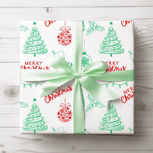 Doodle All the Way – Christmas Line Art Wrapping Paper