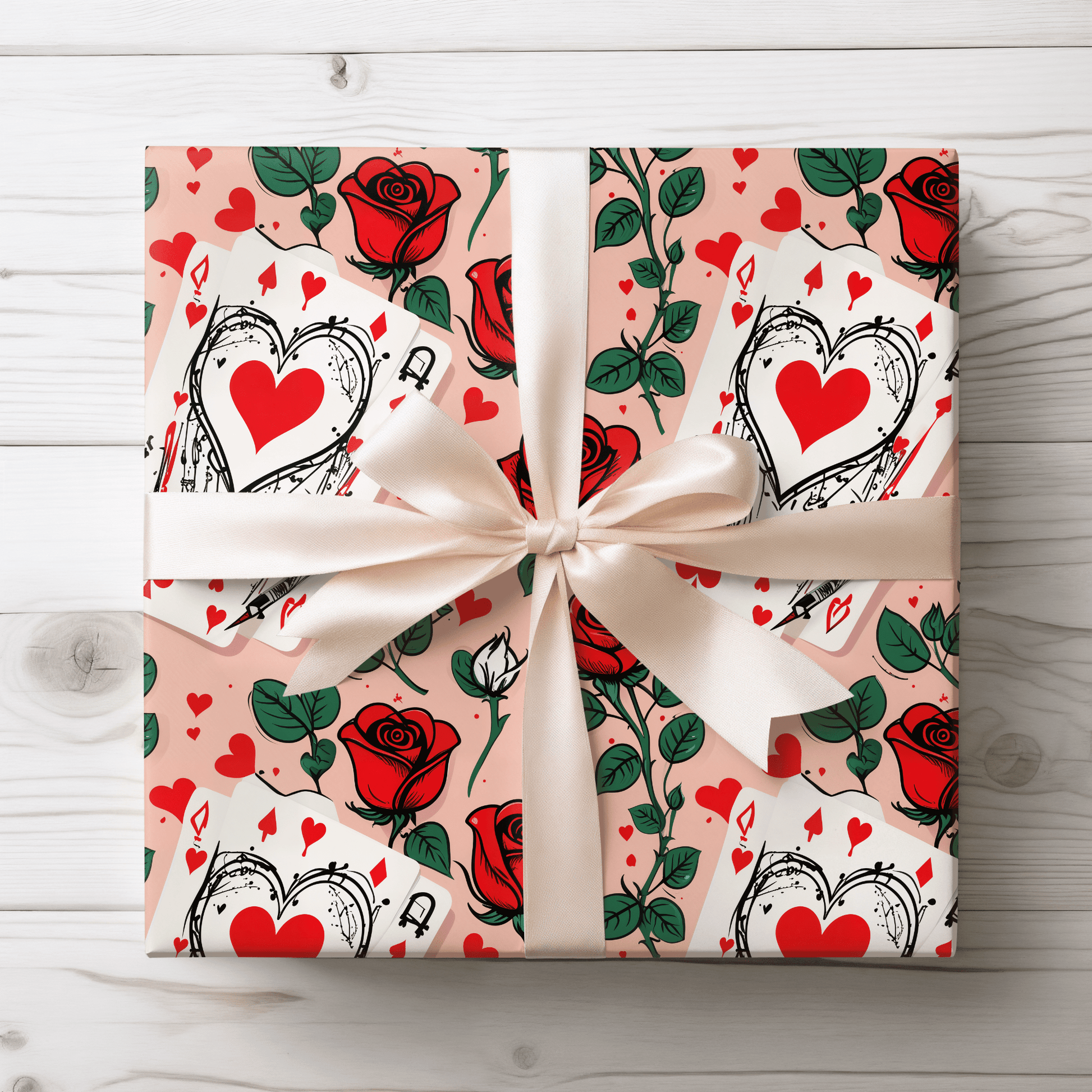 Abstract Queen of Hearts Painting the Roses Red Design